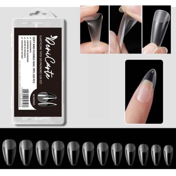 TIPSY FLEXIBLE BEZBARWNE 120SZT ALMOND MIGDAŁ+KLEJ DO TIPSÓW + NAKLEJKA