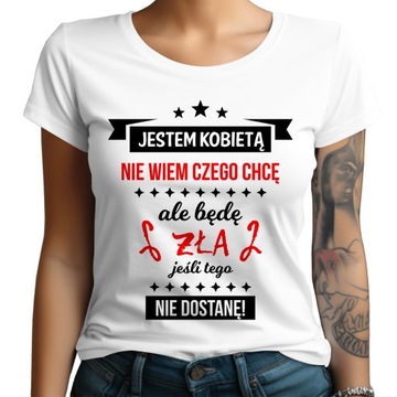 DAMSKA ŚMIESZNA KOSZULKA Z NADRUKIEM - MAŁA MI | XL