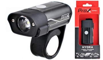 LAMPA PRZÓD PRZEDNIA NA KIEROWNICĘ PROX HYDRA CZARNA CREE 2xLED 400Lm USB