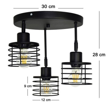 Подвесная потолочная лампа Черный потолок черная корзина движущаяся проволока 3 светодиода