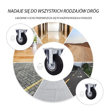 KOMPLET 4 SZT. KÓŁ fi 125 wózek regał 23STGU125