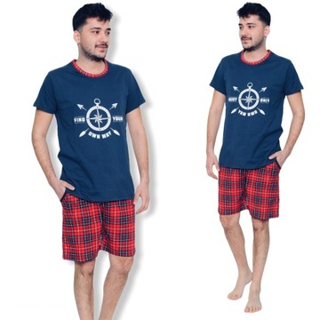 PIŻAMA MĘSKA KRÓTKI RĘKAW KRÓTKIE SPODENKI/BAWEŁNA