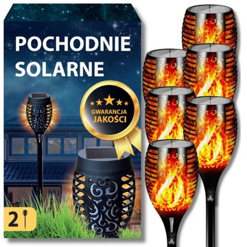 LAMPA SOLARNA OGRODOWA POCHODNIA OGIEŃ EFEKT PŁOMIENIA WBIJANA OZDOBNA 6szt
