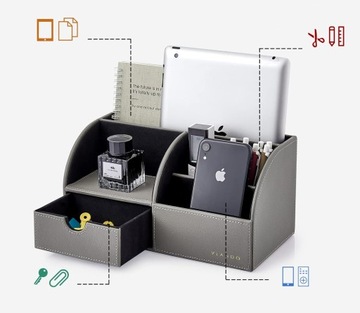 НАБОР ОРГАНАЙЗЕРА SOLID DESK, КОЖАНЫЙ ЯЩИК ДЛЯ ИНСТРУМЕНТОВ С ЯЩИКОМ, СЕРЫЙ