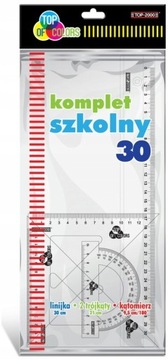 Komplet PRZYBORÓW na MATEMATYKE Geometryczne Przybory do Szkoły 4 Elementy