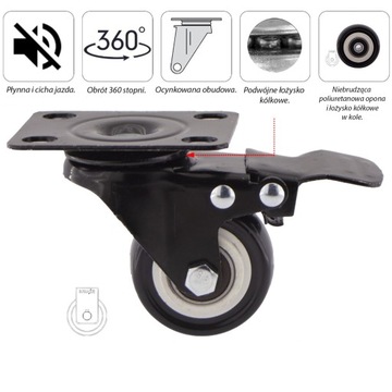 Комплект из 4 колес, тележка-полка fi 40 4x2PPPUC402K