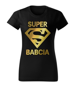 KOSZULKA T-SHIRT NA DZIEŃ BABCI SUPER BABCIA ZŁOTO NA PREZENT XXL