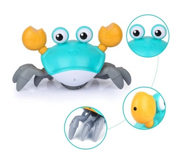 KRAB UCIEKAJĄCY PEŁZAJĄCY CHODZĄCY INTERAKTYWNA ZABAWKA DŹWIĘK LED ZIELONY