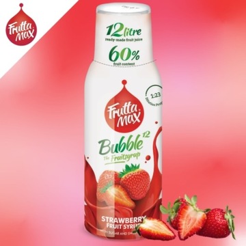 FruttaMax SYROP KONCENTRAT DO NAPOI GAZOWANYCH SMAK TRUSKAWKA NA 12l