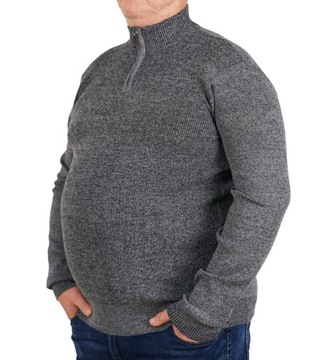 SWETER NA STÓJCE MĘSKI SIWY ROZPINANY DUŻY 4XL 5XL