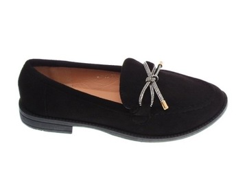 Zamszowe mokasyny damskie eleganckie Black r.38