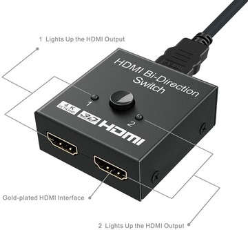 HDMI-переключатель 2x1, разветвитель 4Kx2K, Full HD