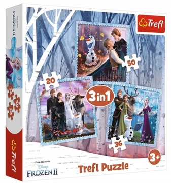 PUZZLE 3W1 KRAINA LODU MAGICZNA OPOWIEŚĆ TREFL