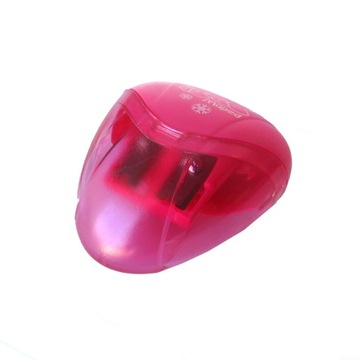 Двойная точилка с розовым контейнером с рисунком.