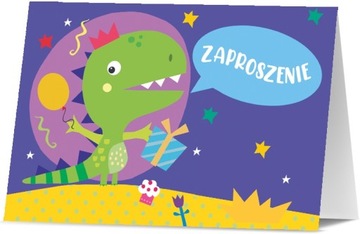 ZAPROSZENIE ZAPROSZENIA URODZINOWE DINOZAUR 1szt