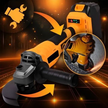 УГЛОВАЯ ШЛИФОВАЛЬНАЯ МАШИНА БЕСПРОВОДНАЯ РЕГУЛИРОВКА СКОРОСТИ УГЛОВОЙ ШЛИФРОВОЧНОЙ МАШИНЫ +2 АККУМУЛЯТОРА