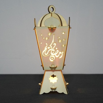 Ид Мубарак Светодиодный подвесной фонарь Лампа Деревянный фонарь Украшение, Рамадан