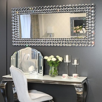 Srebrne lustro glamour prostokątne 78x172 M-533-5