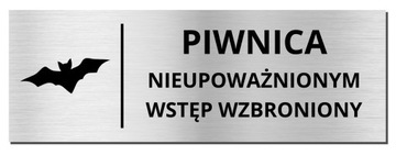 TABLICZKA NA DRZWI - PIWNICA | piktogram | 20x7cm | srebrna