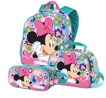 MYSZKA MINNIE PLECAK NA WYCIECZKI + TOREBKA + PIÓRNIK PREMIUM 3D DISNEY