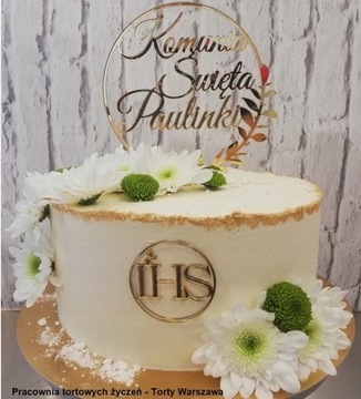 Топпер для торта золотой ДЕКОР для причастия IHS золотое зеркало для причастия 8см