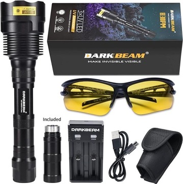 Latarka UV DARKBEAM 395nm czarna 3 diody LED, 30 W