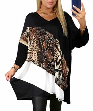 BLUZKA PLUS SIZE TUNIKA 50/52/54/56 rękaw 3/4 dekolt asymetryczna