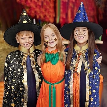 STRÓJ CZARODZIEJA CZAROWNICA CZARODZIEJ MAGIK PRZEBRANIE PELERYNA ZESTAW NB