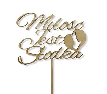 LOVE IS SWEET Cake TOPPER золотая надпись