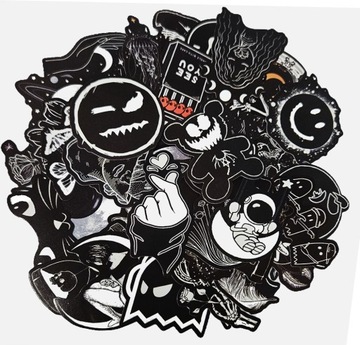 ЧЕРНЫЕ ВОДОНЕПРОНИЦАЕМЫЕ НАКЛЕЙКИ STICKERBOMB МИКС 50 шт.