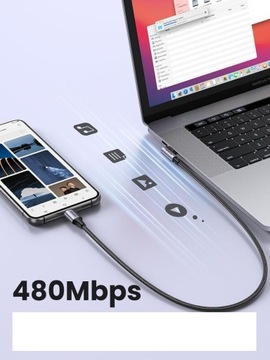 Кабель Fast USB Type-C USB-C 3A 2 м QC 4.0 PD угловой кабель Huawei HTC 60 Вт