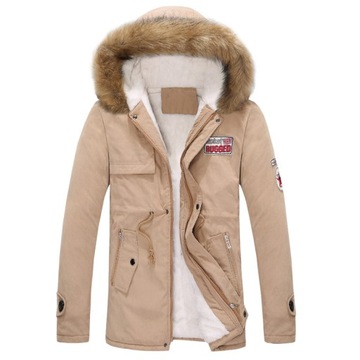 KURTKA CHŁOPIĘCA ZIMOWA OCIEPLANA PARKA KHAKI XXS