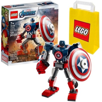 LEGO AVENGERS 76168 - MECH ROBOT FIGURKA KAPITAN AMERYKA + TORBA NA PREZENT