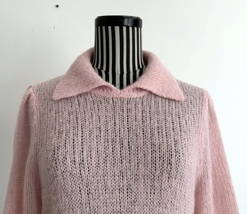 CREAM sweter wool wełna angora kołnierzyk idl M