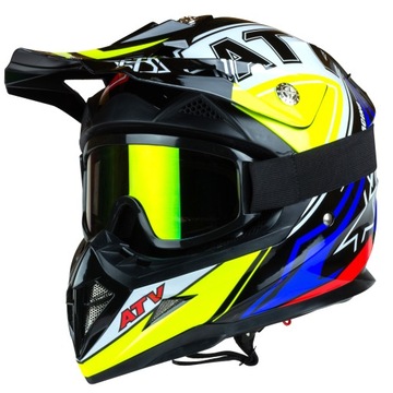 МОТОЦИКЛЬНЫЙ ШЛЕМ HORN ENDURO CROSS QUAD + ОЧКИ M