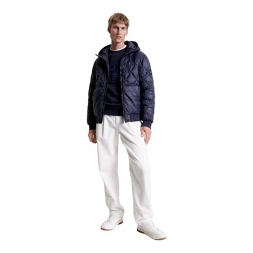 TOMMY HILFIGER KURTKA MĘSKA ZIMOWA QUILT RECYCLED HOODED JACKET GRANAT r.L