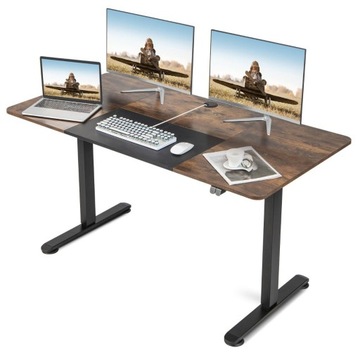 BIURKO STOLIK REGULOWANY ELEKTRYCZNIE BRĄZOWY DO BIURA 140 x 70 x 72-116cm