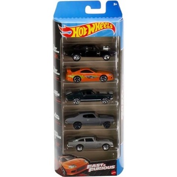 HOT WHEELS FAST & FURIOUS ZESTAW 5 SAMOCHODZIKÓW Dodge Charger Toyota Supra