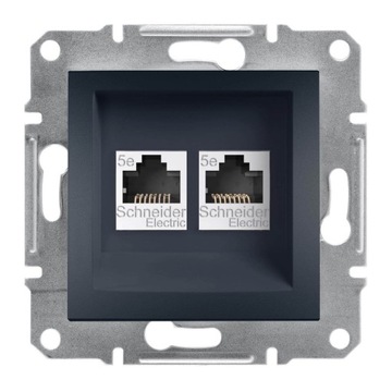 Schneider Electric Asfora Gniazdo komputerowe 2xRJ45 kat.5e antracyt