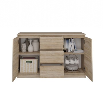 KOMODA 2D3S 120CM DĄB SONOMA SZAFKA 2 DRZWI 3 SZUFLADY DO SALONU