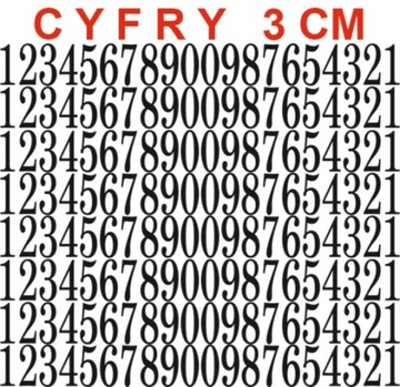 NAKLEJKI CYFRY, LICZBY 3 CM CZARNE 160 sztuk