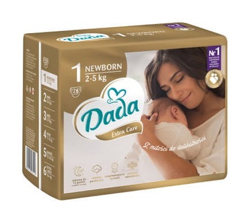 Dada Pieluchy jednorazowe Extra Care 1 NEWBORN 2-5 kg 26 szt.