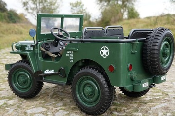 Автомобиль JEEP WILLYS 4X4 с аккумулятором 12В14Ач, колеса EVA, военная армия США
