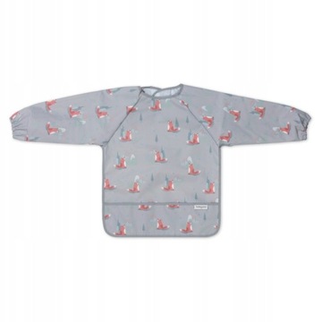 BABYONO FARTUCH ŚLINIAK Z DŁUGIM RĘKAWEM NA RZEP KIESZONKA NA OKRUCHY