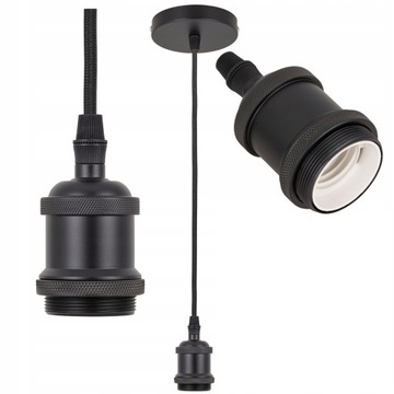 Lampa sufitowa WISZĄCA Oprawa dekoracyjna żarówki E27 OPRAWKA Czarna LOFT