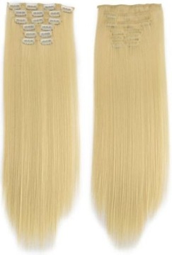CLIP IN 6 taśm doczepiane włosy jasny blond 60cm jak NATURALNE różne KOLORY