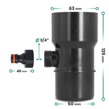 ДОЖДЕВОЙ УЛОВИТЕЛЬ 63 мм Коллектор дождевой воды Желоба Grafi X5