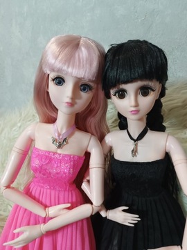 DUŻA RUCHOMA LALKA WEDNESDAY ADDAMS BJD ZAMYKANE OCZY 60 cm PUDEŁKO