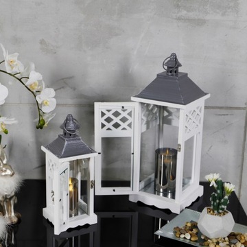 Фонарь Деревянный садовый фонарь, белый, комплект 2-в-1 для дома и дачи