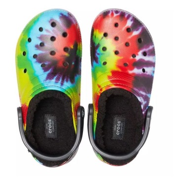 Klapki ocieplane chodaki CROCS Classic Lined Tie Dye clog kolorowe r. 38-39